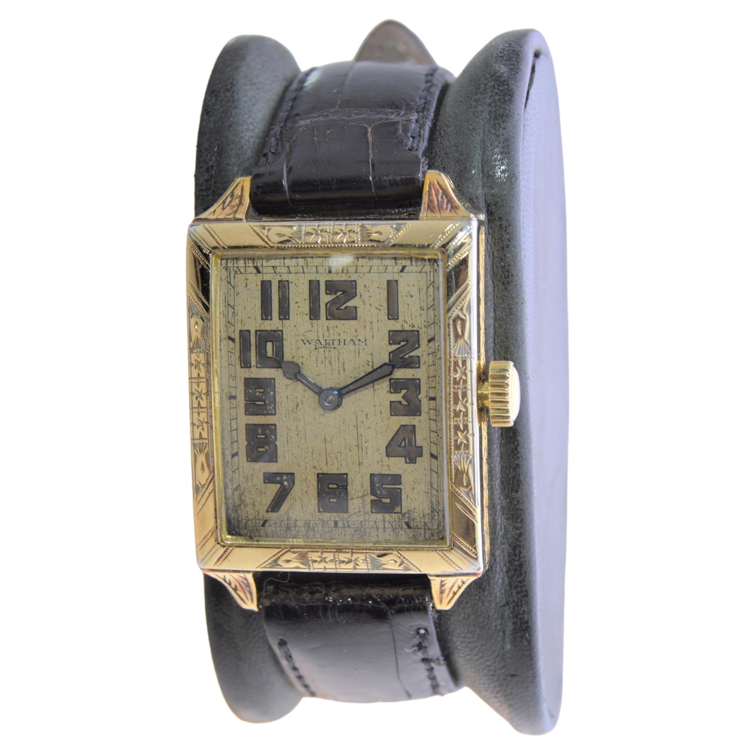 Waltham Gelbgold gefüllte Art-Déco-Armbanduhr von 1926 zum Navigate Your Day für Damen oder Herren im Angebot