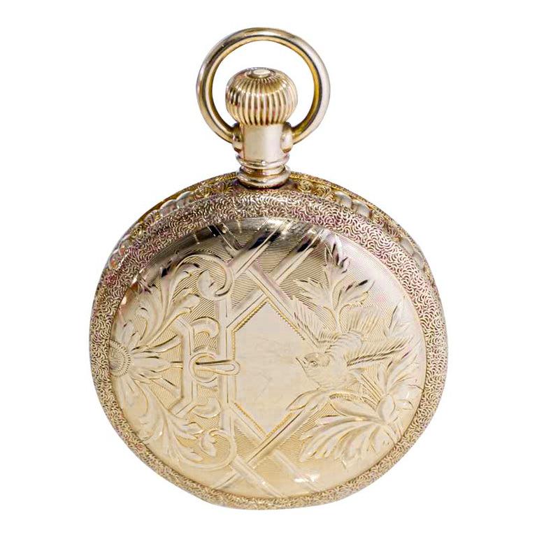 Waltham Yellow Gold Filled Art Nouveau Hunters Case Pocket Watch from, 1893 6