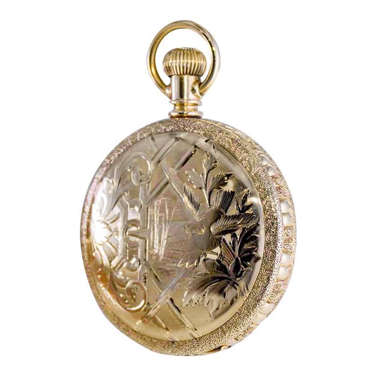 Waltham Yellow Gold Filled Art Nouveau Hunters Case Pocket Watch from, 1893 7