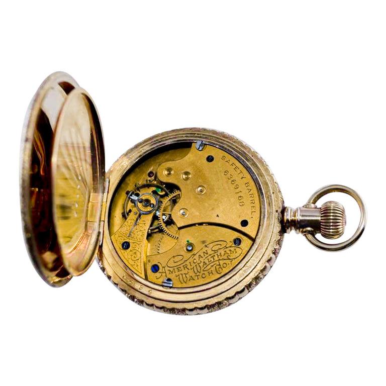Waltham Yellow Gold Filled Art Nouveau Hunters Case Pocket Watch from, 1893 11