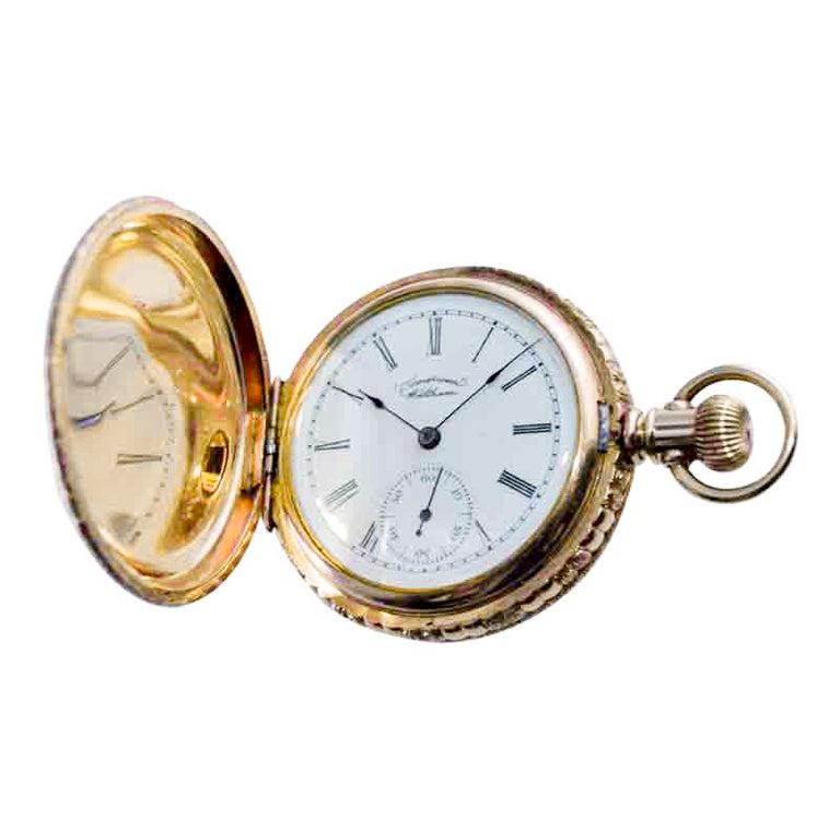 Waltham Yellow Gold Filled Art Nouveau Hunters Case Pocket Watch from, 1893 1