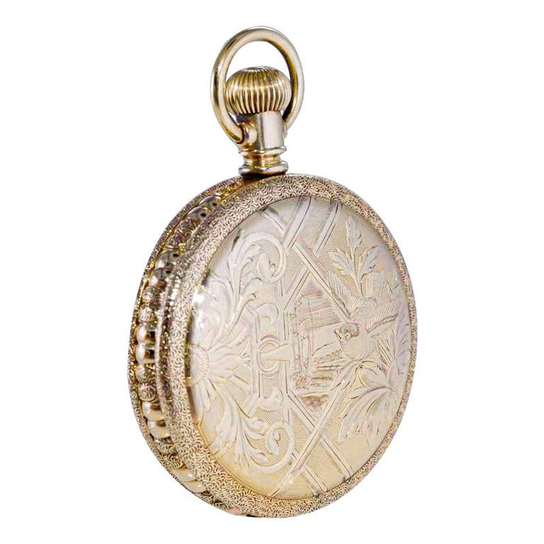 Waltham Yellow Gold Filled Art Nouveau Hunters Case Pocket Watch from, 1893 2