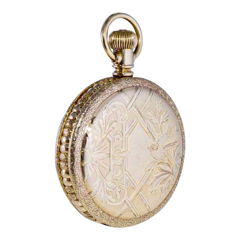 Waltham Yellow Gold Filled Art Nouveau Hunters Case Pocket Watch from, 1893 3