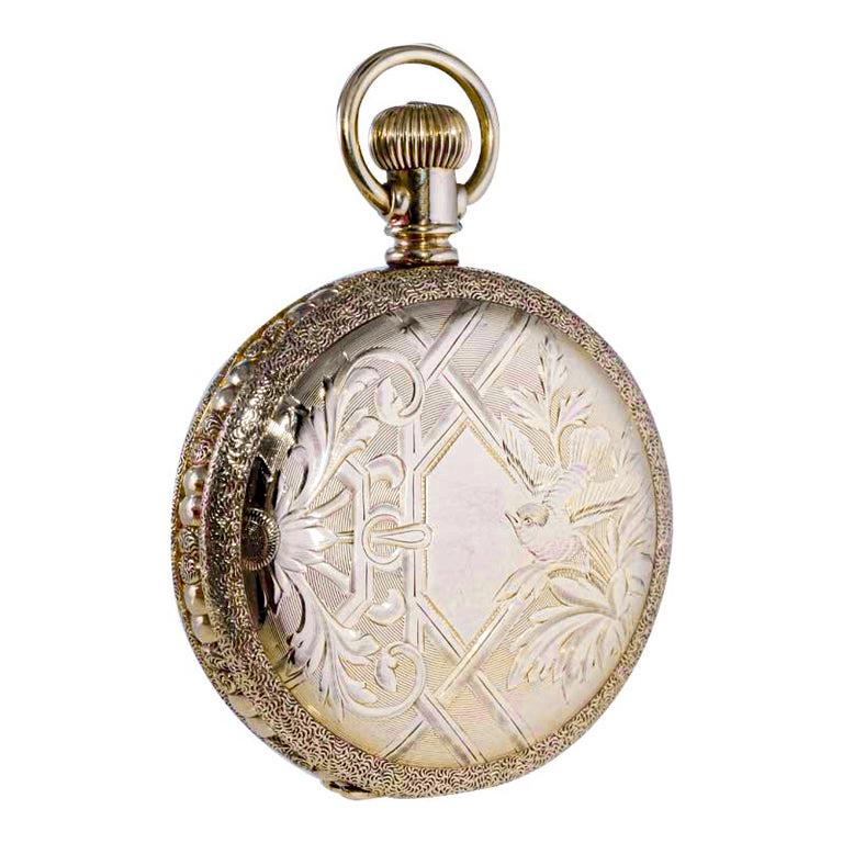 Waltham Yellow Gold Filled Art Nouveau Hunters Case Pocket Watch from, 1893 4