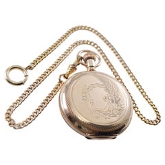 Antique Waltham Yellow Gold Filled Art Nouveau Hunters Case Pocket Watch from, 1893