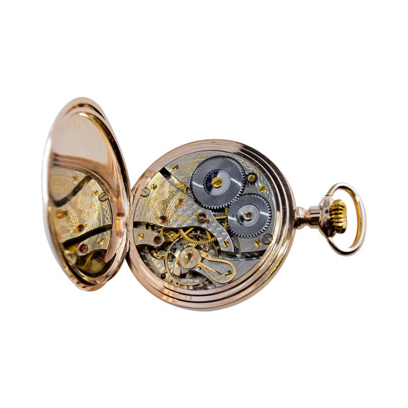 Waltham Yellow Gold Filled Art Nouveau Open Faced Pocket Watch from, 1905 For Sale 9