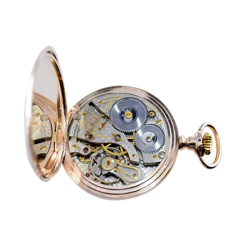Waltham Yellow Gold Filled Art Nouveau Open Faced Pocket Watch from, 1905 For Sale 10