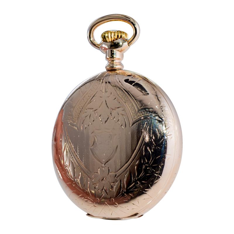 Waltham Yellow Gold Filled Art Nouveau Open Faced Pocket Watch from, 1905 6