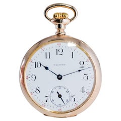 Waltham Yellow Gold Filled Art Nouveau Hunters Case Pocket Watch from, 1905