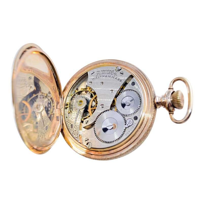 Waltham Yellow Gold Filled Art Nouveau Hunters Case Pocket Watch from, 1906 7