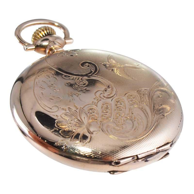 Women's or Men's Waltham Yellow Gold Filled Hunters Case Pocket Watch 1901 For Sale