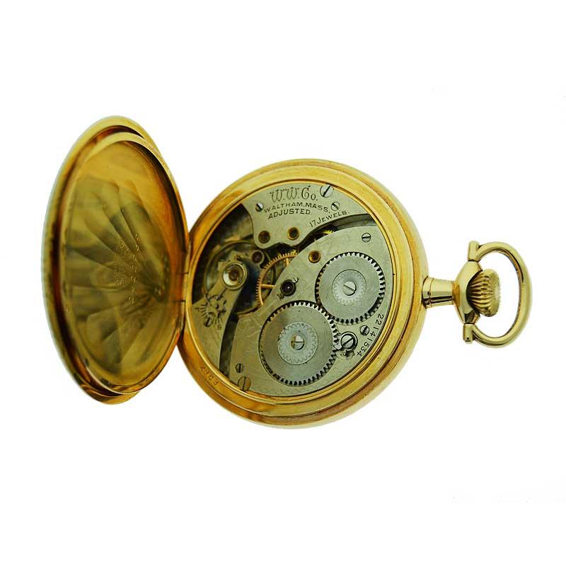 Women's or Men's Waltham Yellow Gold Filled Hunters Case Pocket Watch from 1910