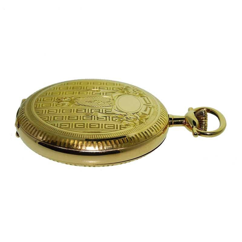 Art Deco Waltham Yellow Gold Filled Hunters Case Pocket Watch from 1910