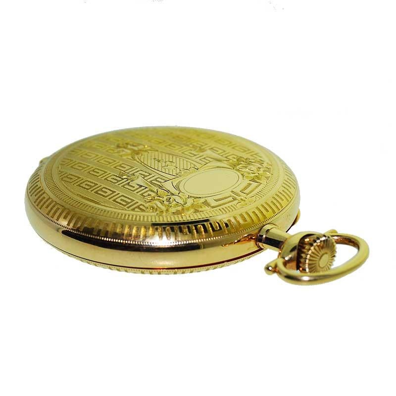 Waltham Yellow Gold Filled Hunters Case Pocket Watch from 1910 In Excellent Condition In Long Beach, CA