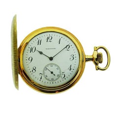 Montre de poche Waltham à boîtier de chasse en or jaune de 1910