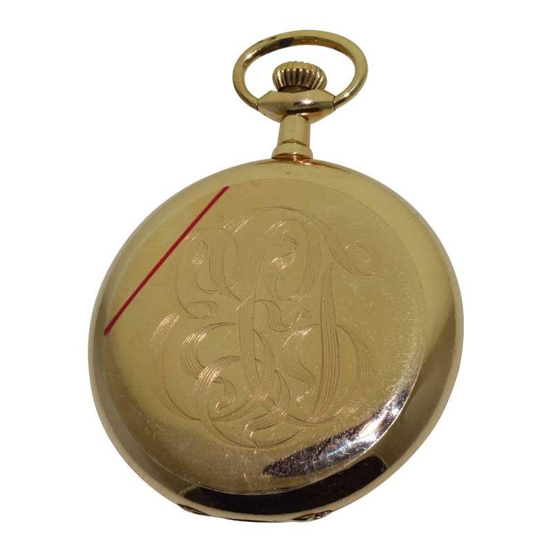 Art Deco Waltham Yellow Gold Filled Open Case Pocket Watch Dated 1907