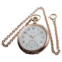 Antique Waltham Yellow Gold Filled Open Faced Pocket Watch with Enamel Dial from 1897