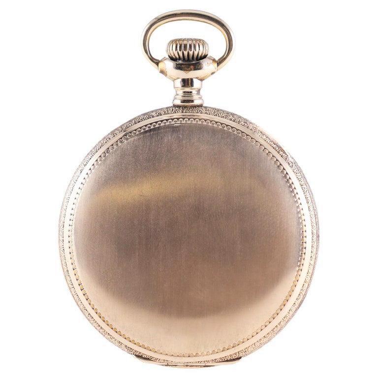 Waltham Yellow Gold Filled Open Faced Pocket Watch with Enamel Dial from 1897 For Sale 1