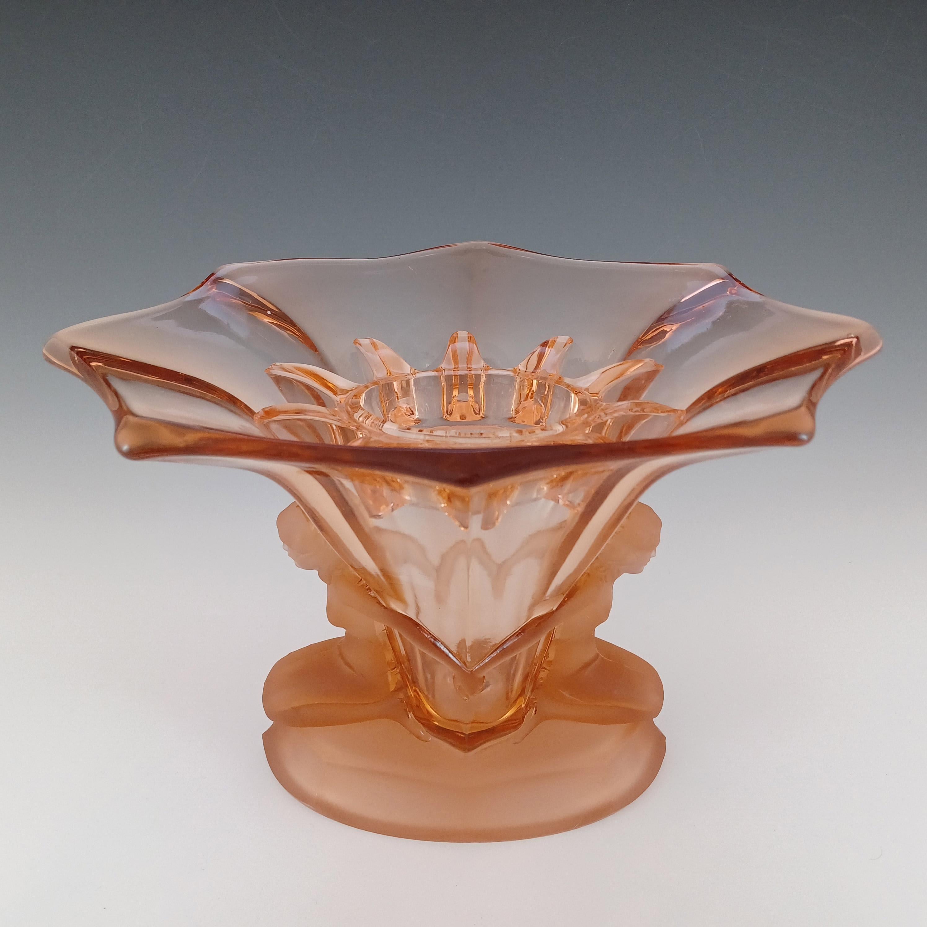 Pressed Walther & Söhne 1930's Art Deco Pink Glass 'Windsor' Vase For Sale