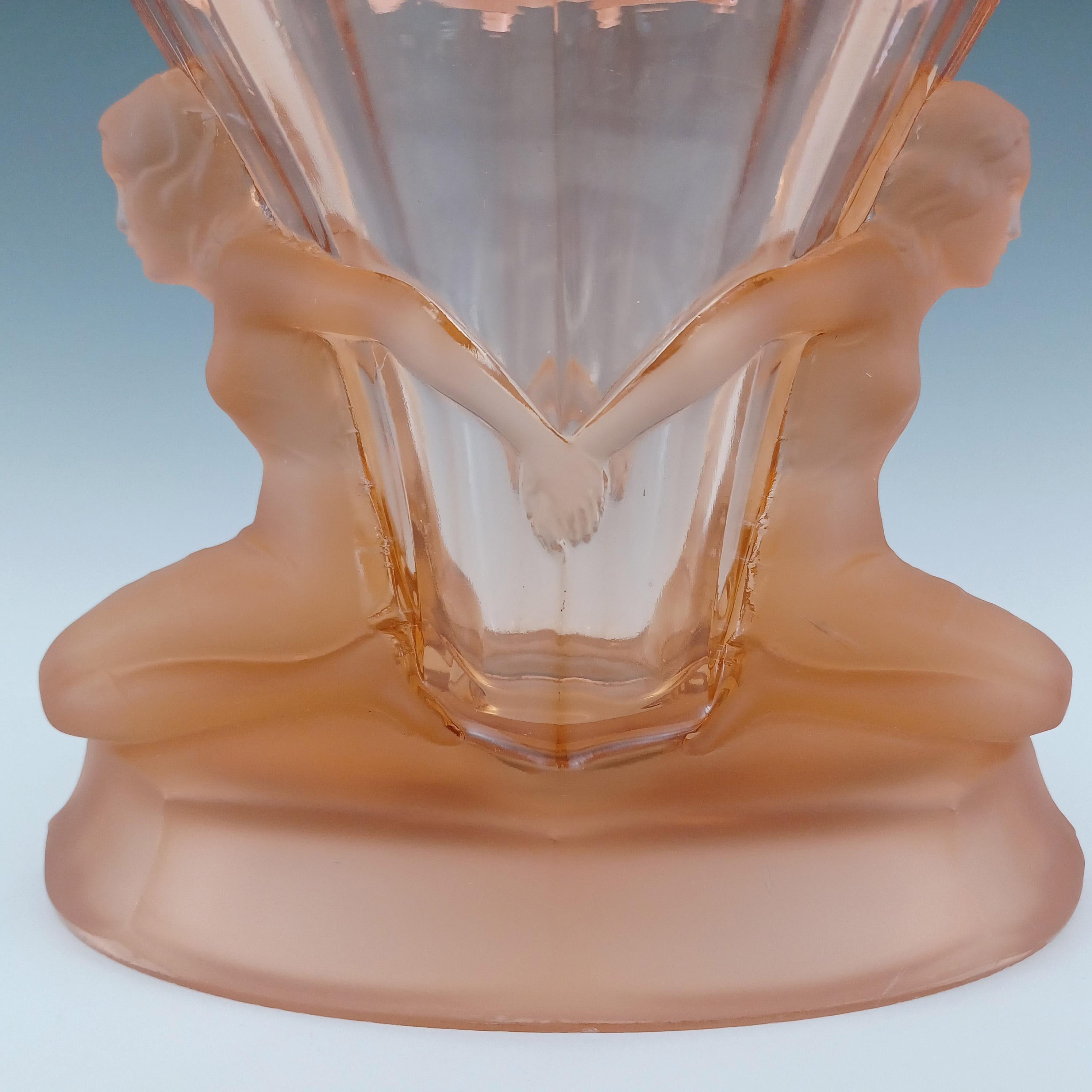 Mid-20th Century Walther & Söhne 1930's Art Deco Pink Glass 'Windsor' Vase For Sale