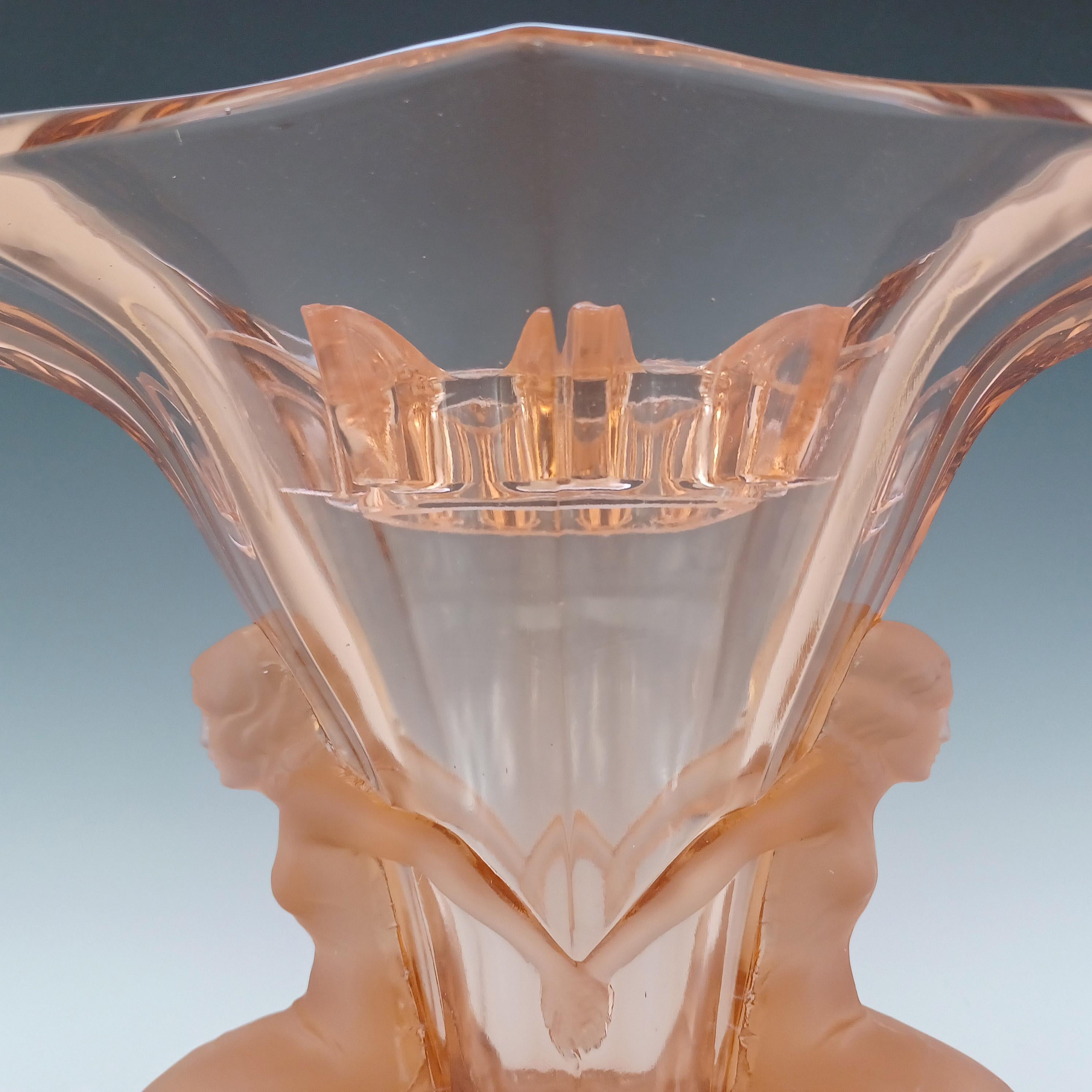 Walther & Söhne 1930's Art Deco Pink Glass 'Windsor' Vase For Sale 1