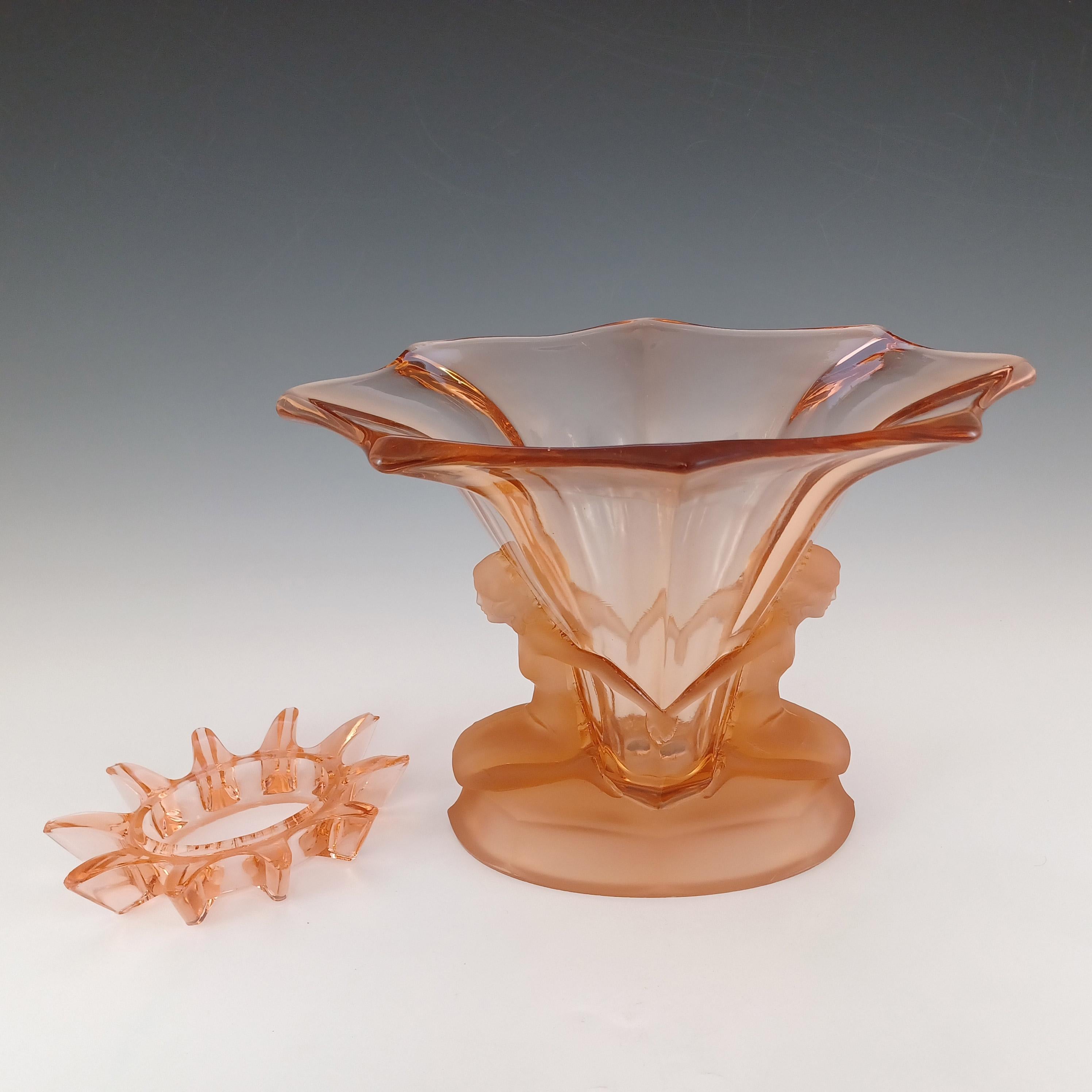 Walther & Söhne 1930's Art Deco Pink Glass 'Windsor' Vase For Sale 3