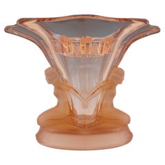 Walther & Söhne 1930's Art Deco Pink Glass 'Windsor' Vase