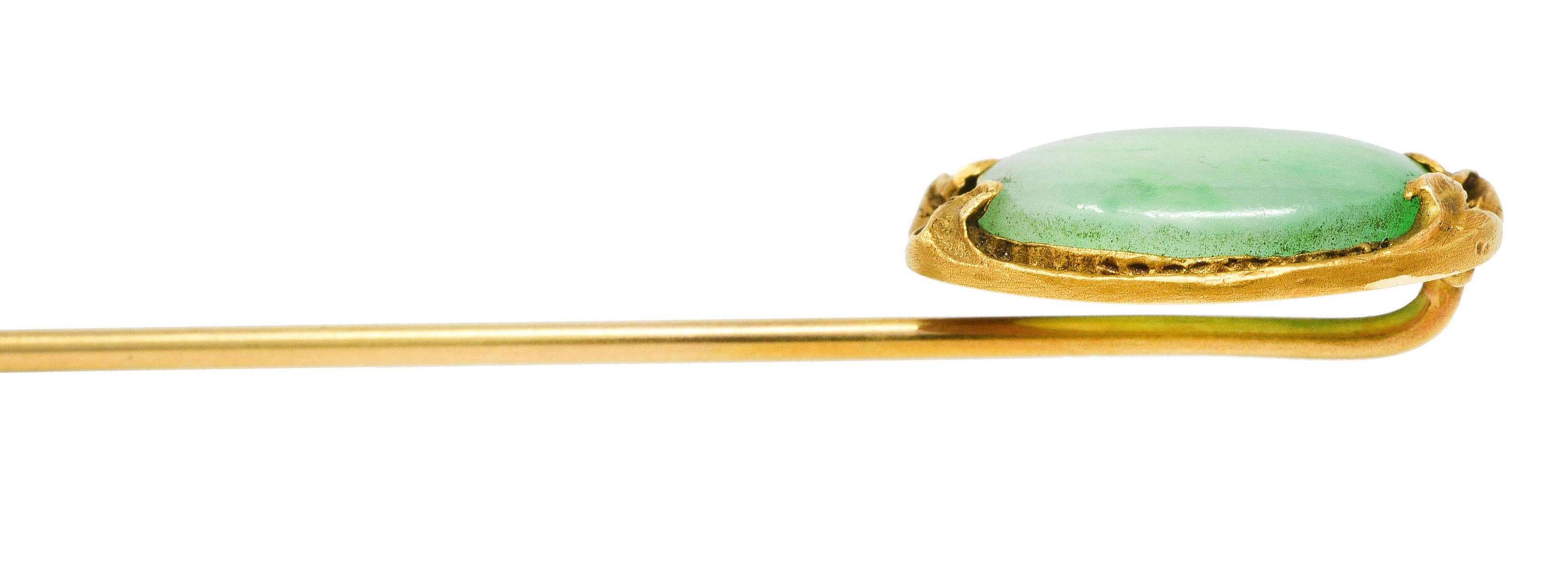 Walton & Co. Art Nouveau Jade 18 Karat Gold Stickpin 1