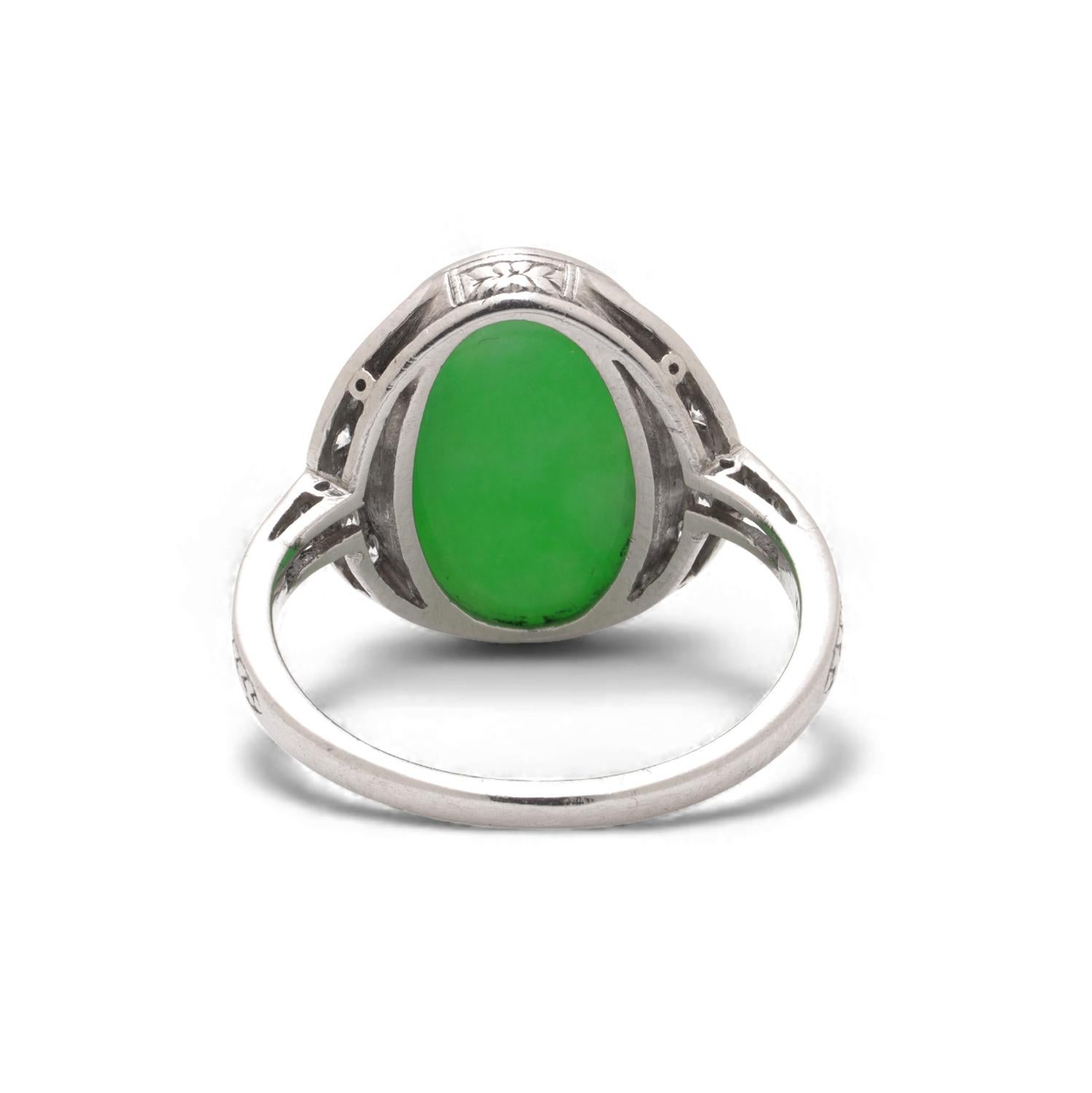 Women's Walton & Co Art Nouveau Jade & Diamond Ring For Sale