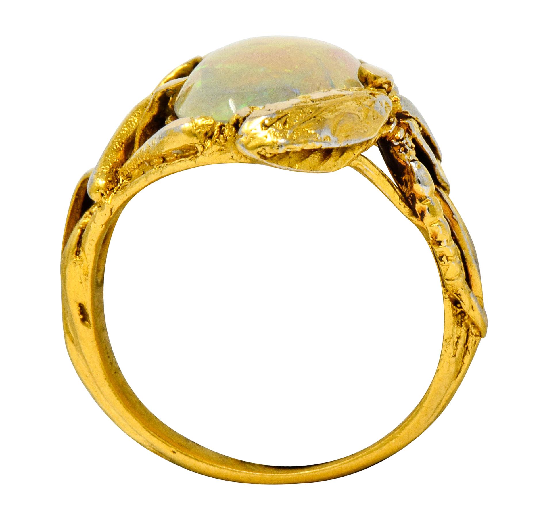 Walton & Co. Arts & Crafts Opal 14 Karat Gold Dragonfly Ring 1