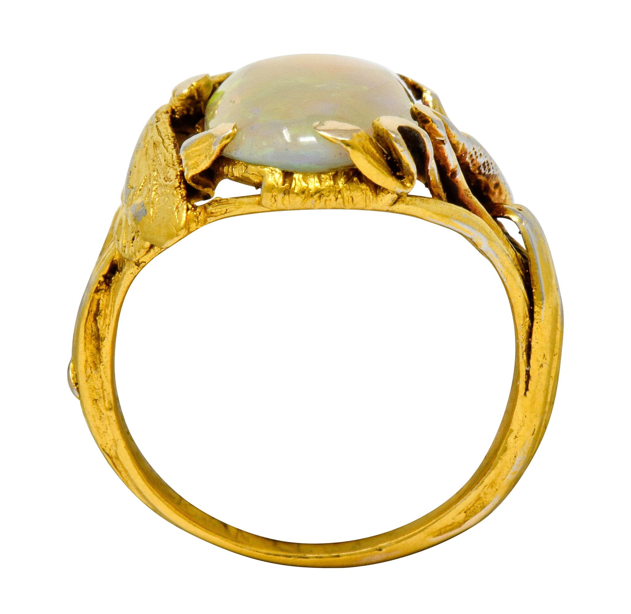 Walton & Co. Arts & Crafts Opal 14 Karat Gold Dragonfly Ring 3