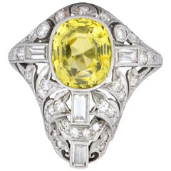 Antique Walton & Co. Belle Epoque 3.70 Carat Chrysoberyl Diamond Platinum Dinner Ring