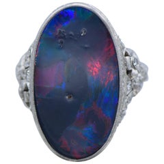 Walton & Company Harlequin Black Opal Deco Ring