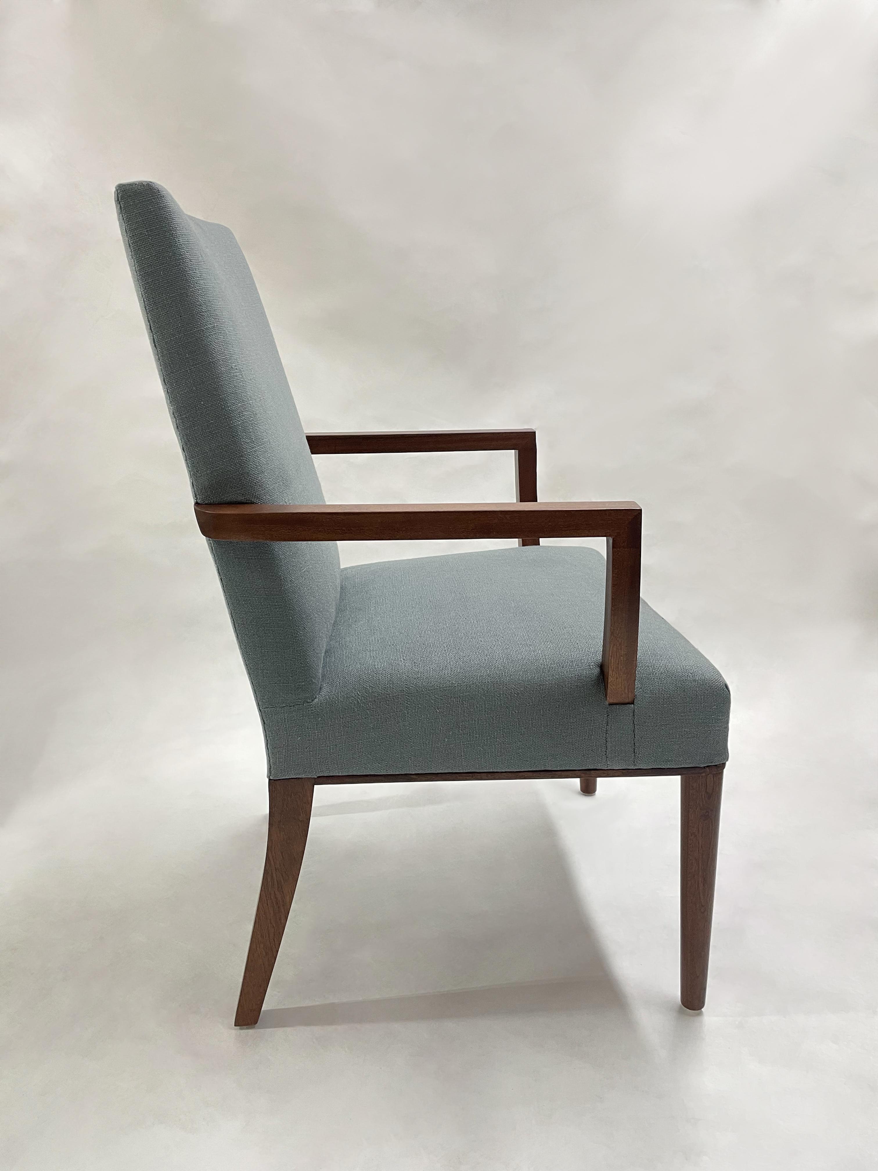 Hand crafted open armchair made here in our shop in Brooklyn, NY. Can be used for dining, office or as an occasional chair for additional seating. Available 