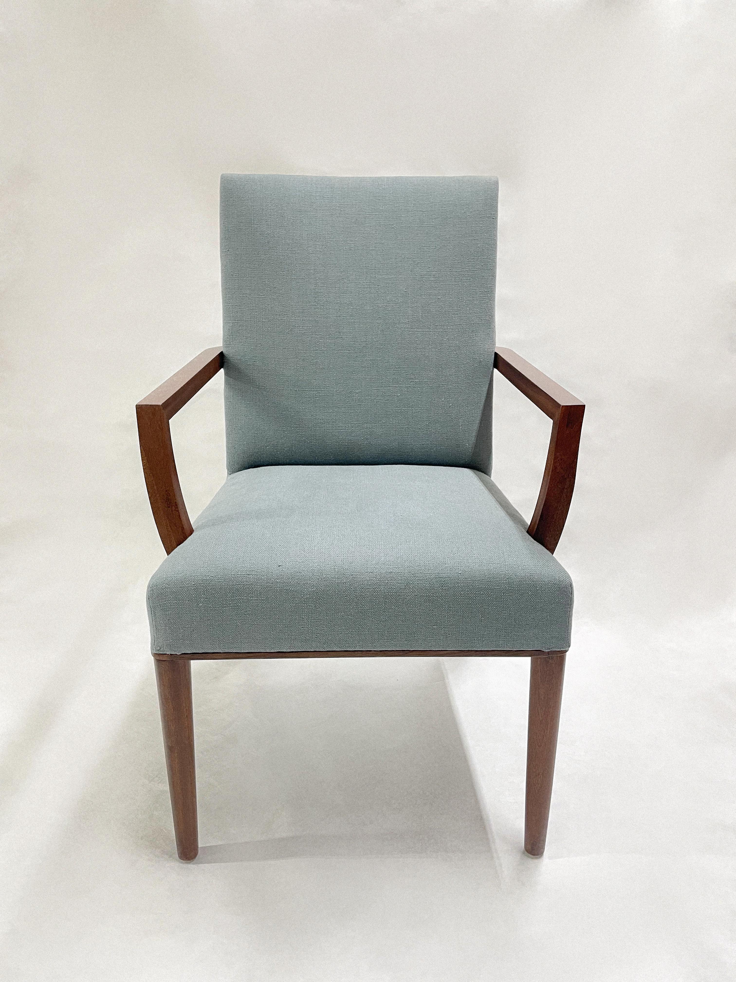 American Walton open armchair with carved frame and upholstered seat For Sale