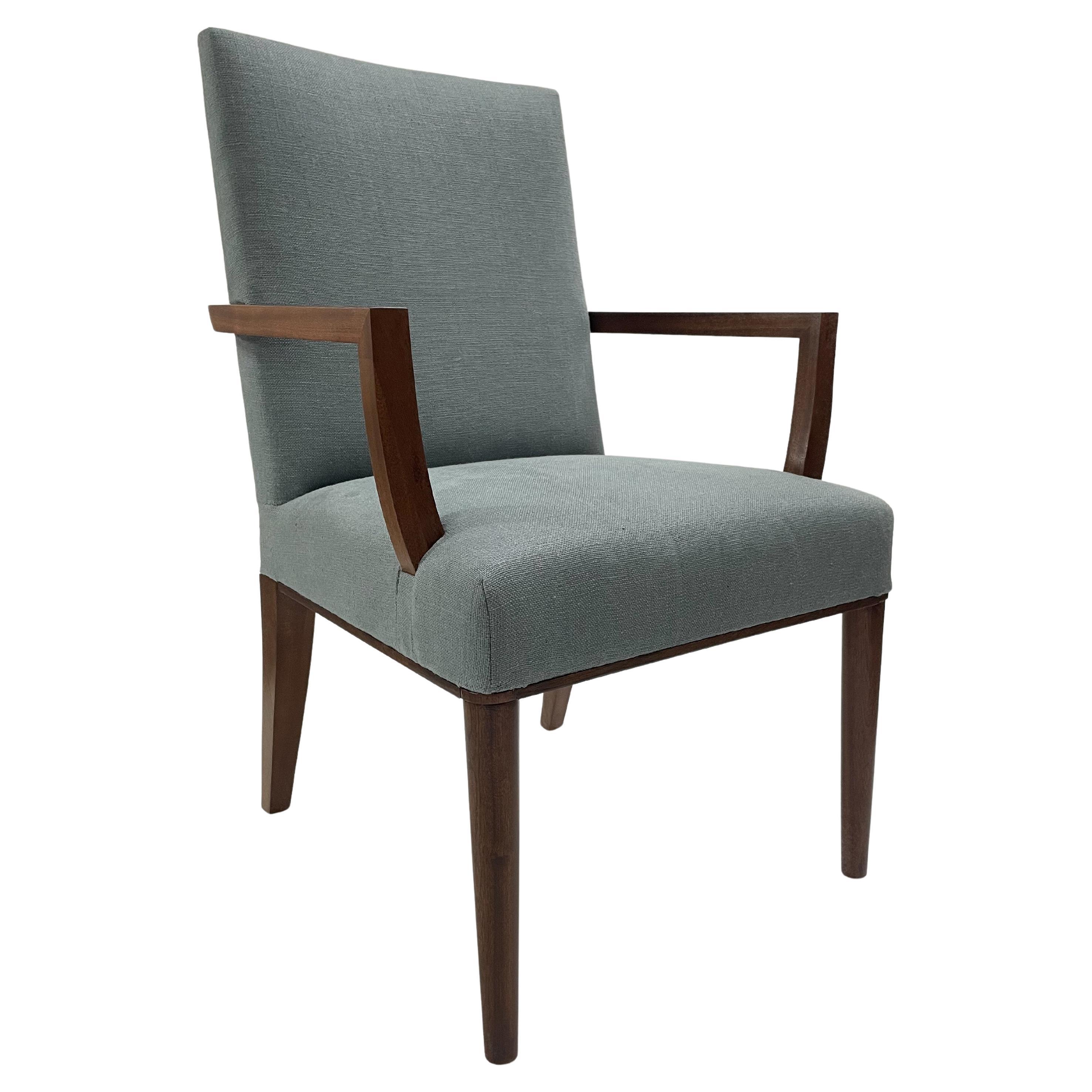 Walton open armchair with carved frame and upholstered seat