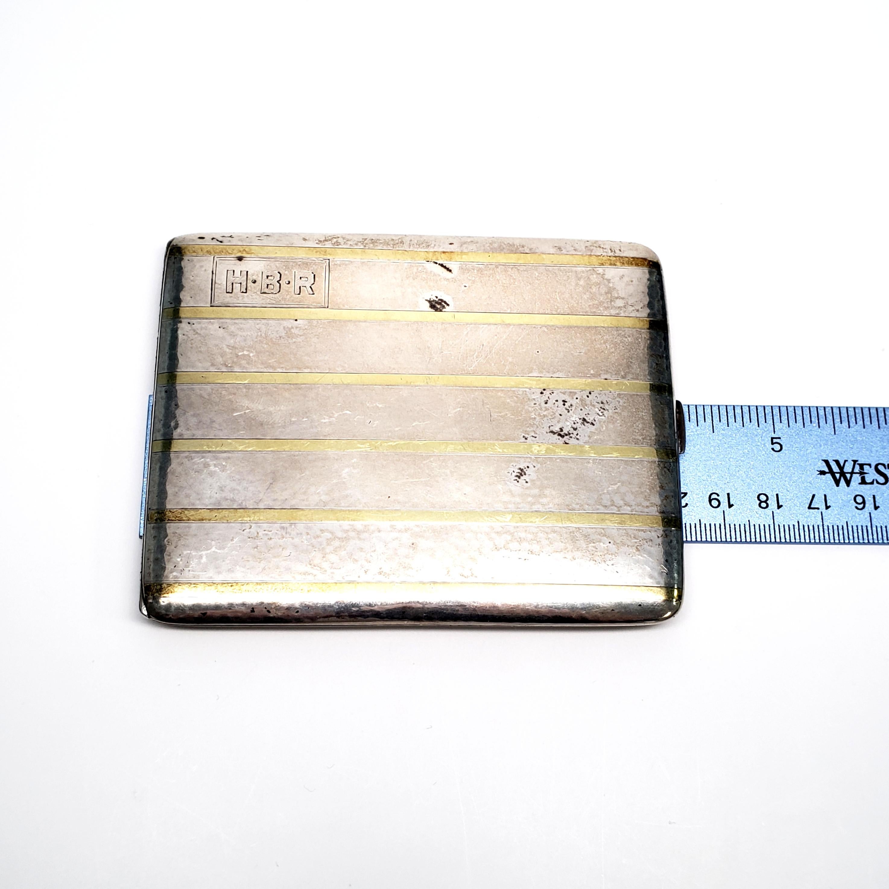 Waltrous Sterling Silver 14 Karat Inlaid Cigarette Case #468 For Sale 1