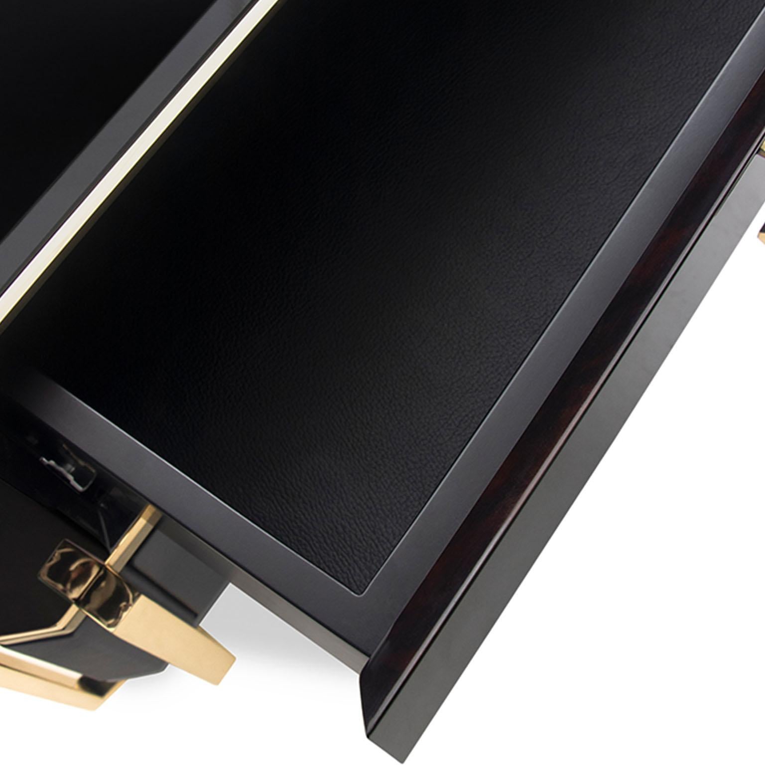 black and brass nightstand