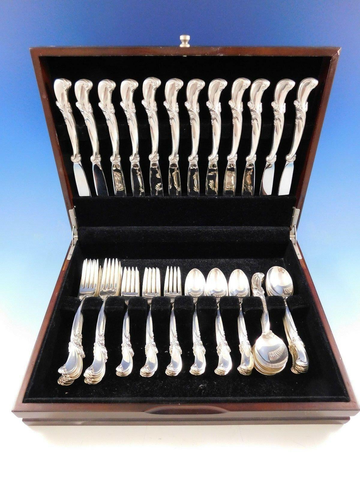 Lovely Waltz of Spring by Wallace sterling silver flatware set, 60 pieces. This set includes:

12 knives, 8 7/8