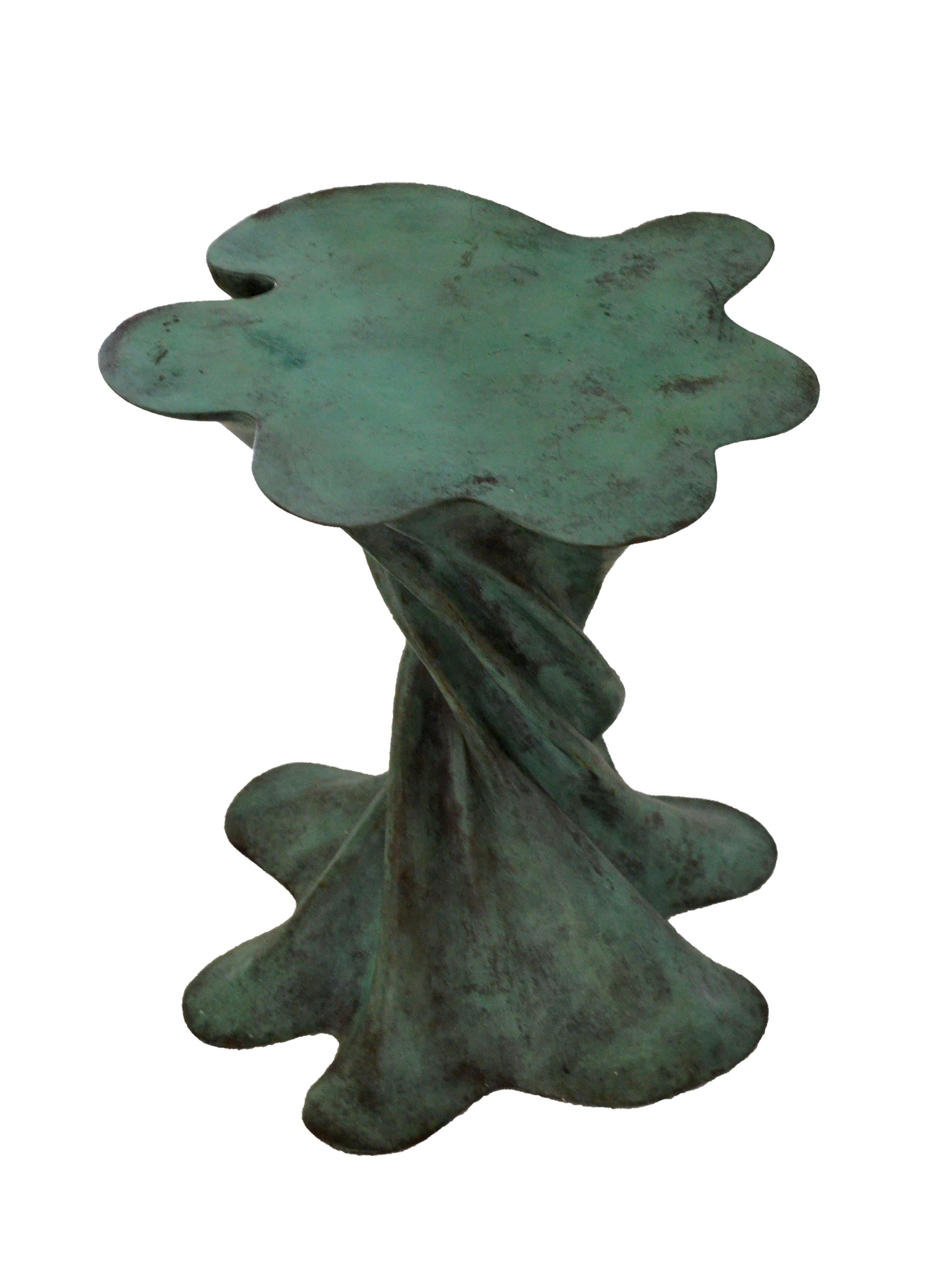 Indian Waltz Table in Green Patina Handcrafted in India by Stephanie Odegard For Sale