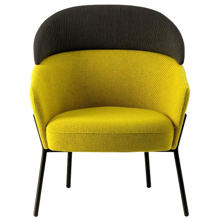 Chaise longue jaune Wam:: conçue par Marco Zito:: fabriquée en Italie