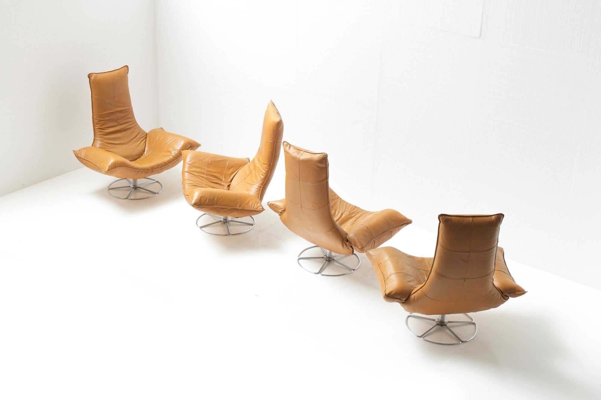 20th Century Wammes Cognac Leather Lounge Chairs by Gerard Van Den Berg for Montis, 1978