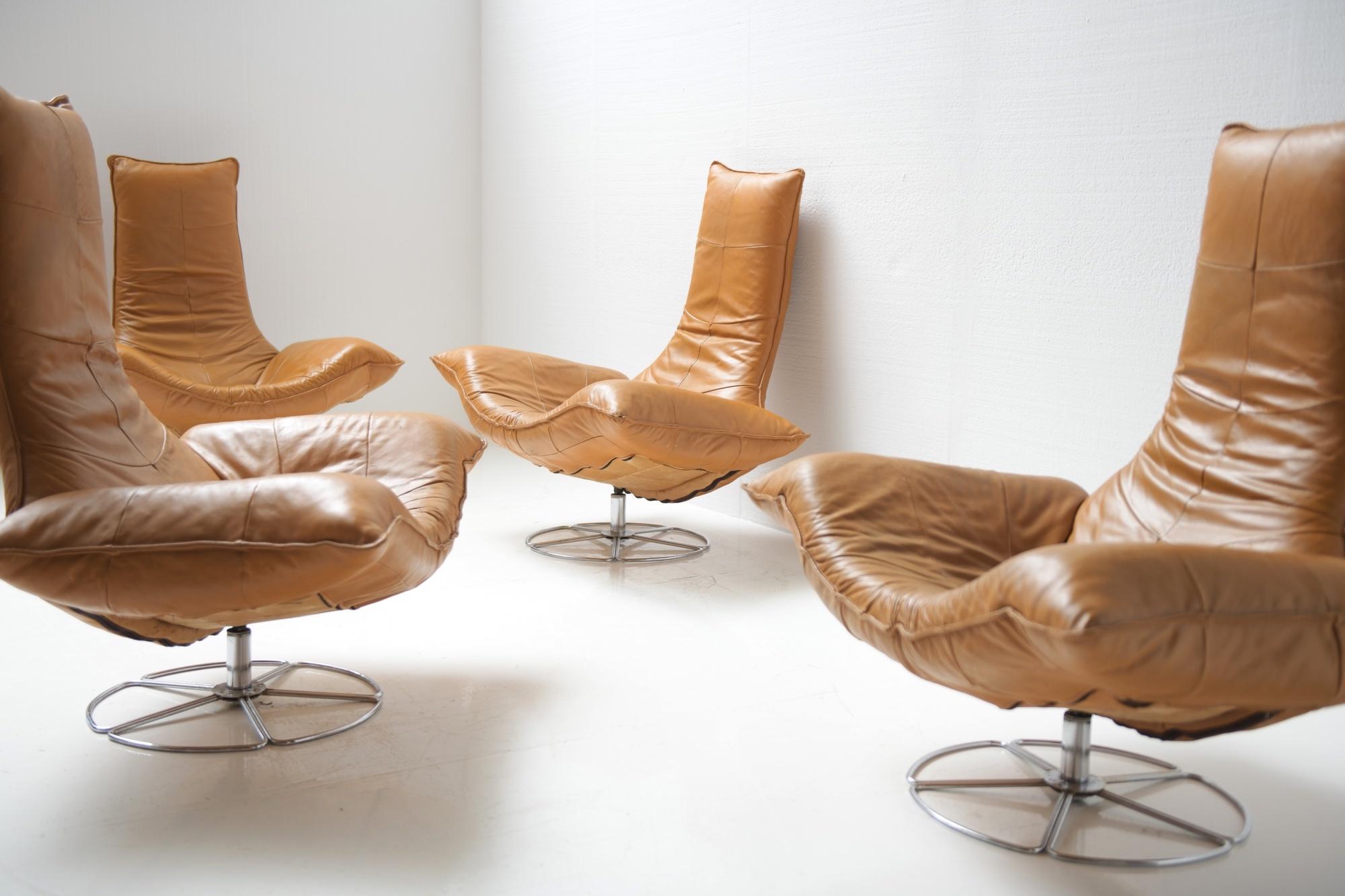 Wammes Cognac Leather Lounge Chairs by Gerard Van Den Berg for Montis, 1978 1