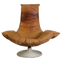 Retro 'Wammes' leather armchair by Gerard van den Berg for Montis, 1970s