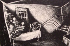 Antique Wanda Gág, Christmas Eve II, Greetings from the House of Weyhe, 1927, lithograph