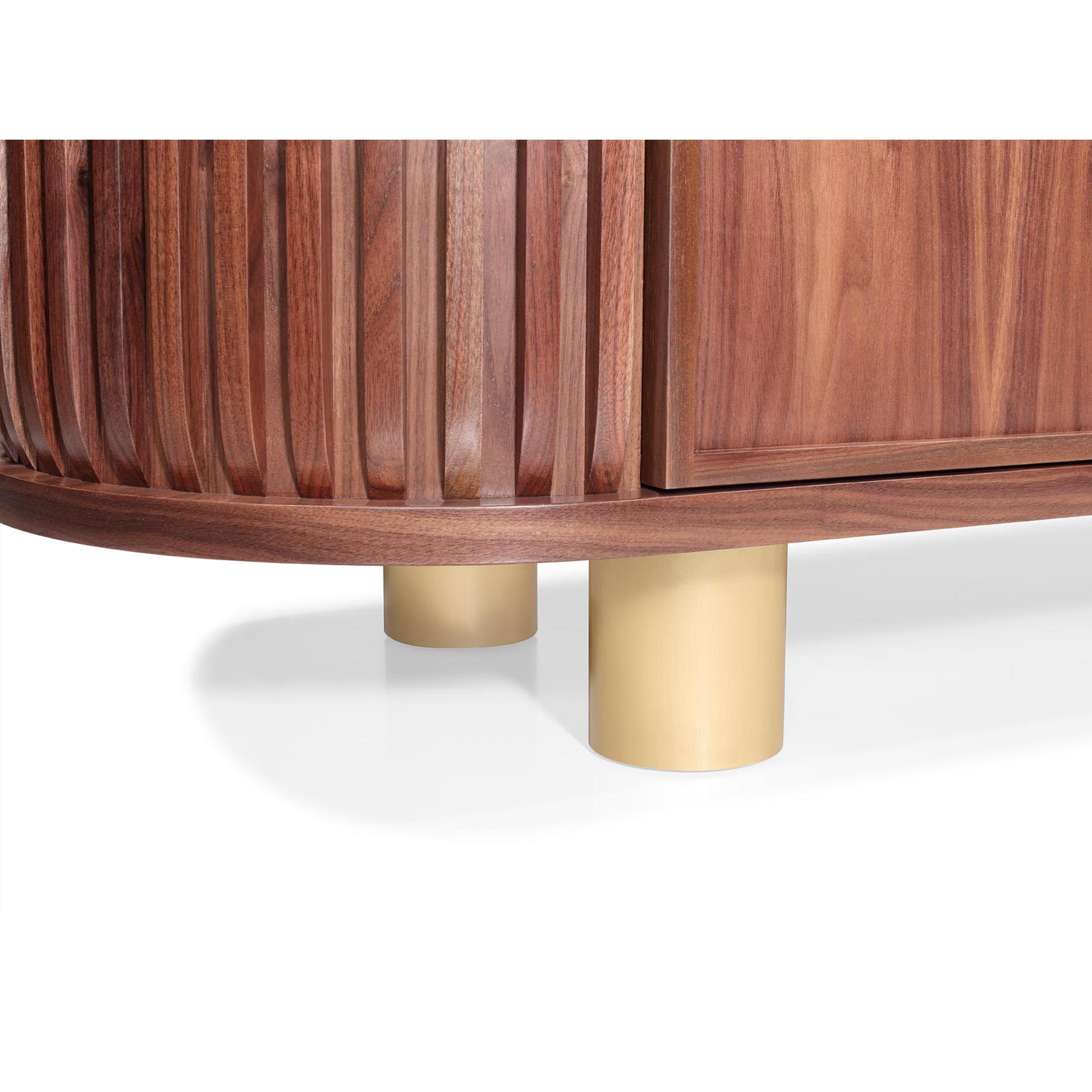 Wanda Sideboard: Elegance in Curved Walnut and Brass Accents For Sale 3