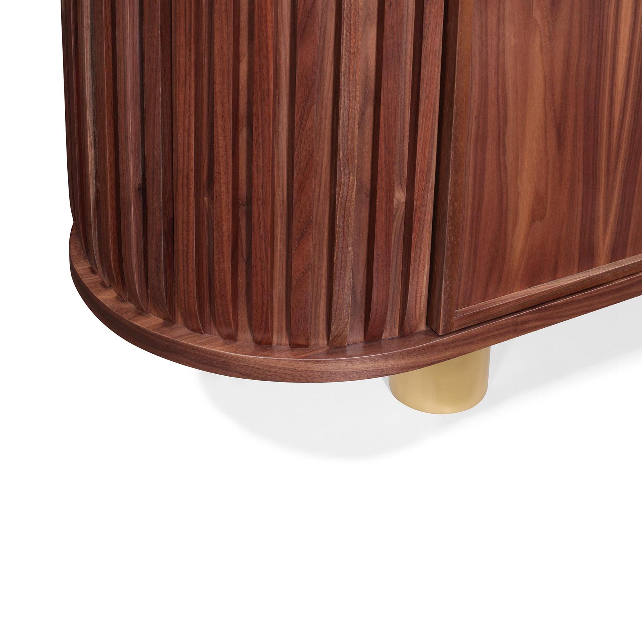 Wanda Sideboard: Elegance in Curved Walnut and Brass Accents For Sale 5