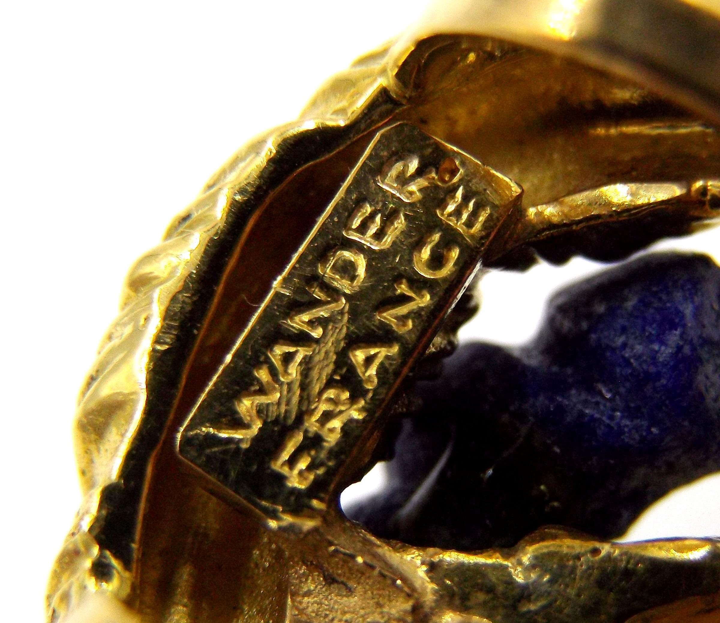 Wander 18K Yellow Gold Lapis Lazuli Diamond Pendant Brooch Pin In Good Condition In New York, NY