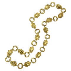 WANDER 1960s Long Gold Navette Shaped Link Necklace