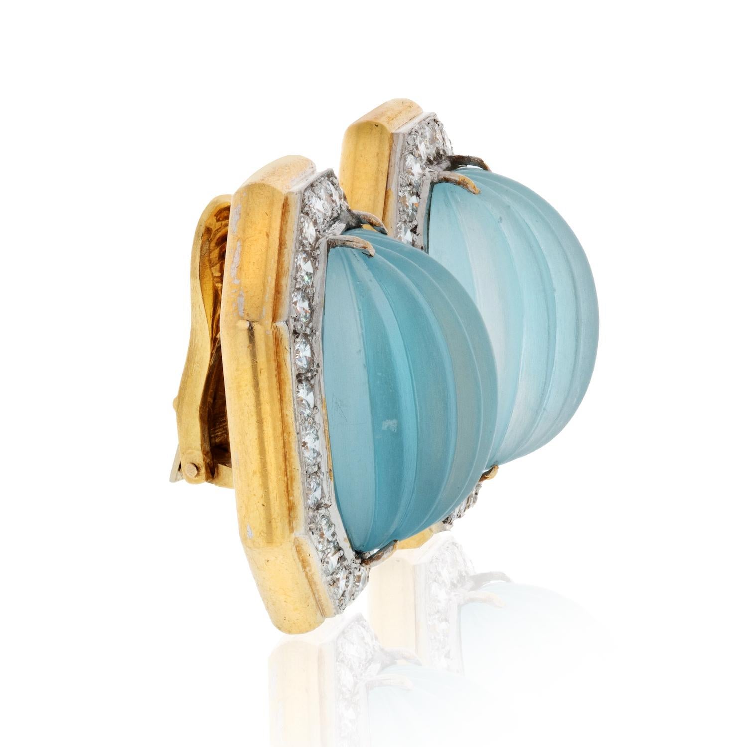 aquamarine clip on earrings